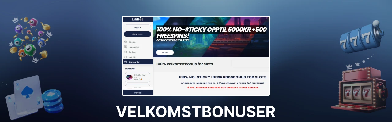 Velkomstbonuser i norske lilibet nettcasino