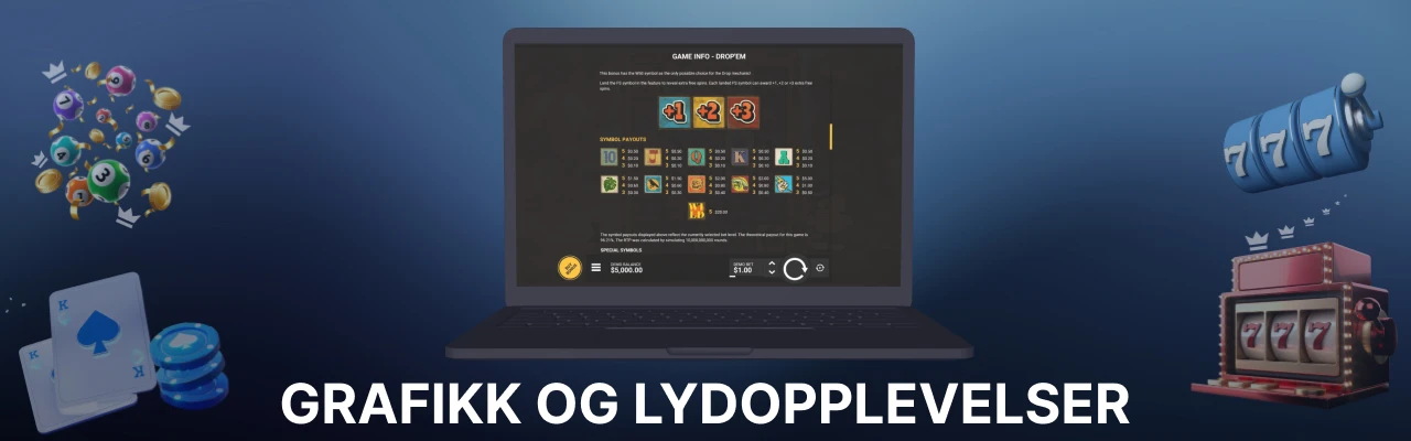 Grafikk og lydopplevelser i spilleautomaten drop em